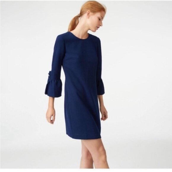 Club Monaco Archibelle Shift Dress Navy Blue Crepe 3/4 Length Sleeve Size 00 - Picture 1 of 16